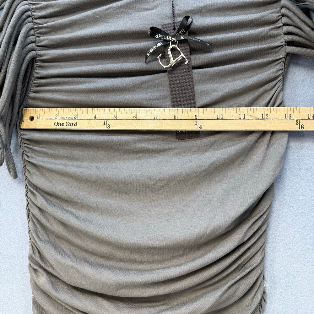 SuperTrash Dress Women's M Grey Mist (Brown) Dancy Rouched Sides NWT - Picture 11 of 13